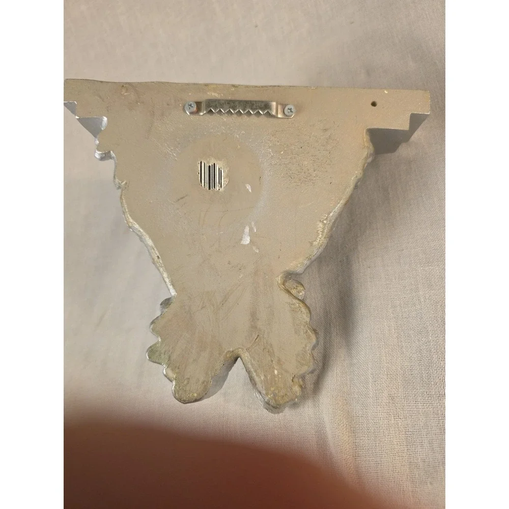 Vintage Cherub Wall Sconce Shelf Silver Resin Angel Decor 10